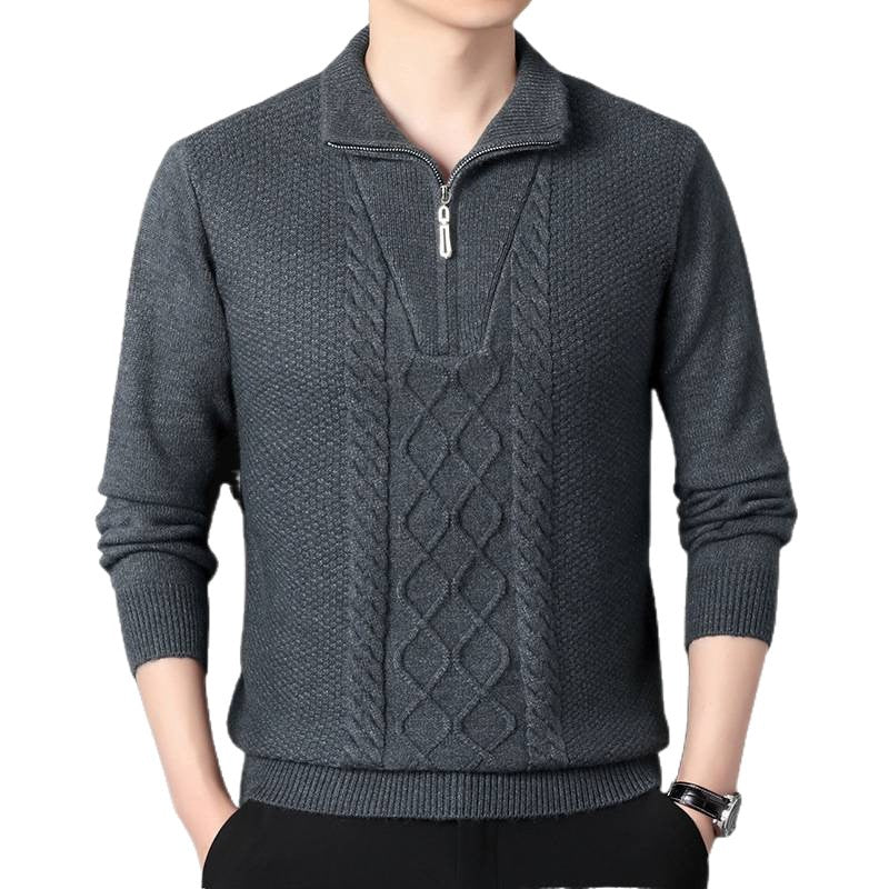 Herren Strickpullover mit hohem Kragen und Zipper Aliams