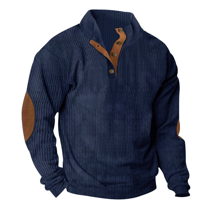 Herren Strukturierter Pullover mit modischen Lederapplikationen Aliams