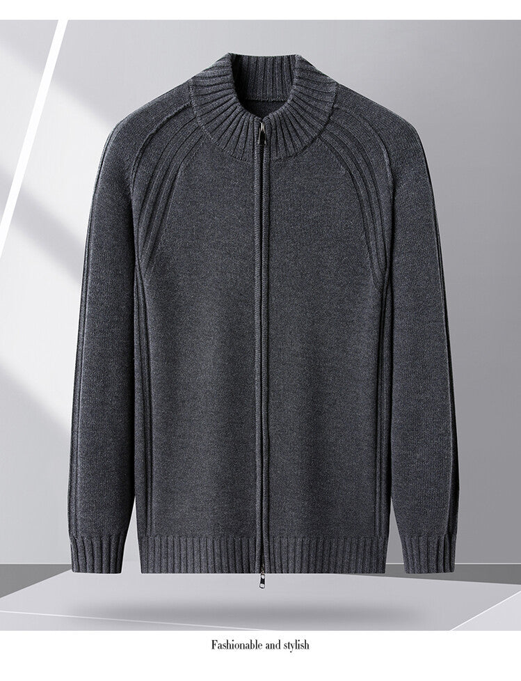 Herren Strickjacke mit Reißverschluss und hohen Kragen Aliams