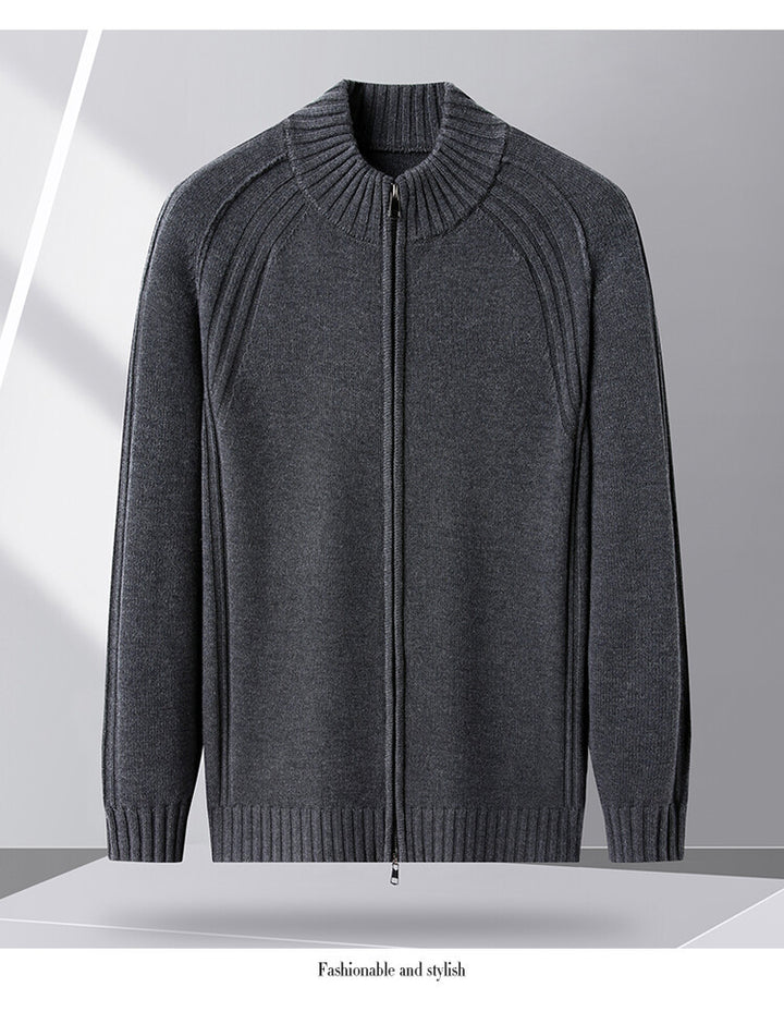 Herren Strickjacke mit Reißverschluss und hohen Kragen Aliams