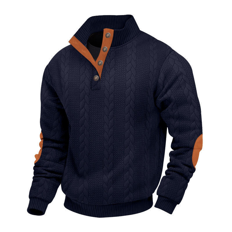 Herren Strickpullover mit hohem Kragen und strukturierter Oberfläche Aliams