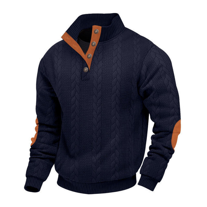 Herren Strickpullover mit hohem Kragen und strukturierter Oberfläche Aliams