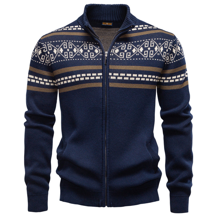 Herren Strickjacke mit modernem Zipper-Design und Muster Aliams