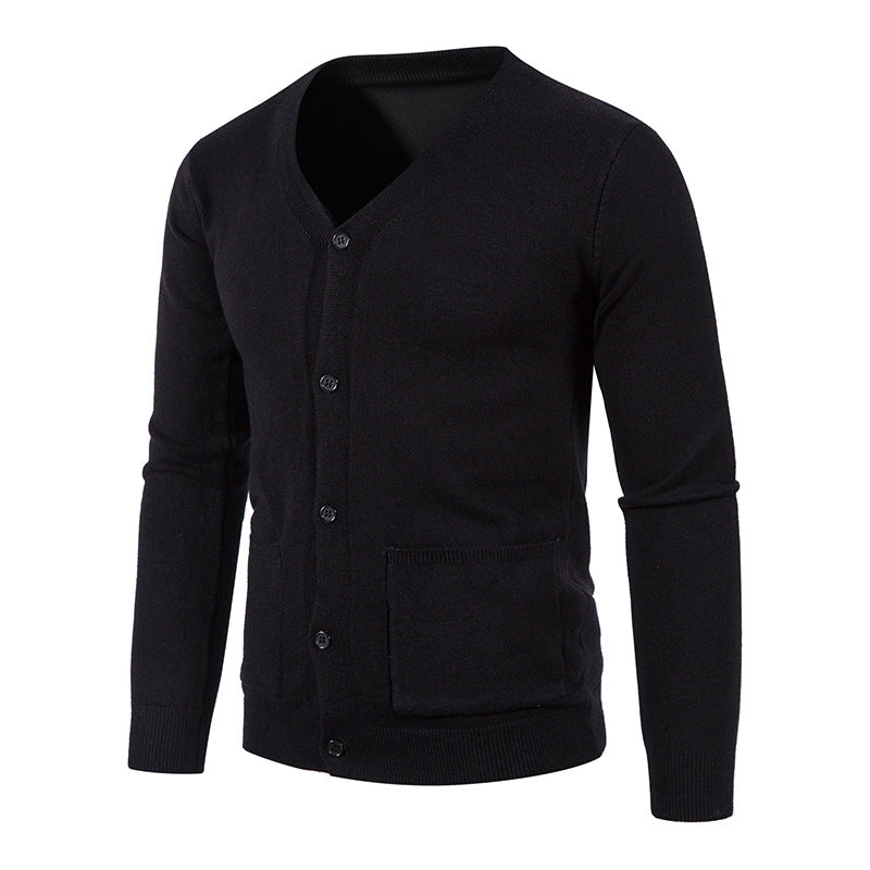 Herren Strickjacke mit V-Ausschnitt und praktischen Taschen Aliams