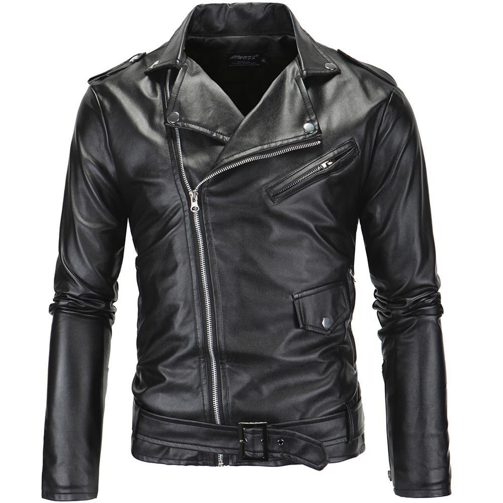 Herren stylische Bikerjacke aus hochwertigem Kunstleder Aliams