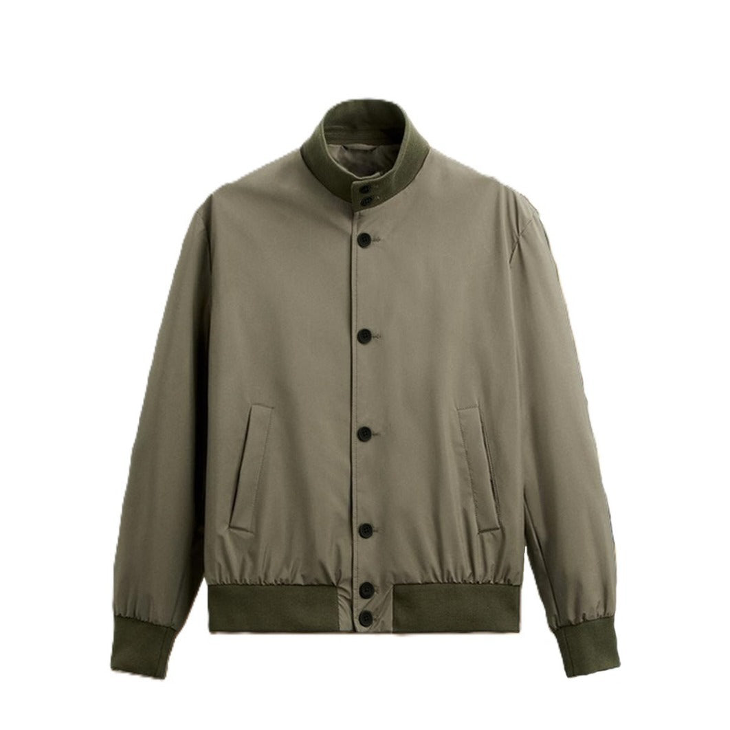 Herren stylische und praktische Bomberjacke mit elastischem Bund und Knopfleiste Aliams