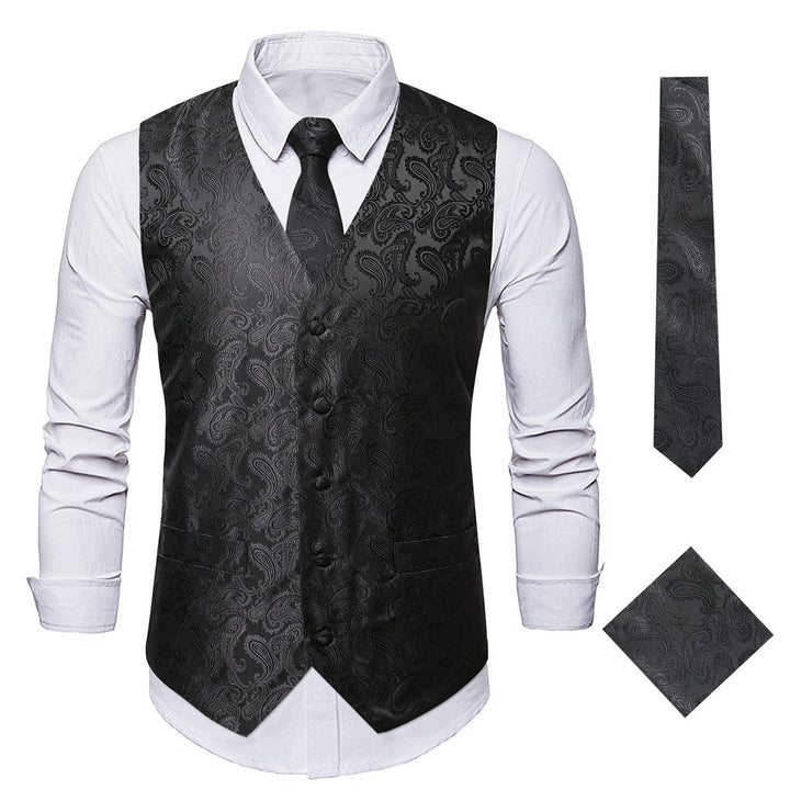 Herren Elegante Weste mit Paisleymuster und passendem Krawatten-Set Aliams