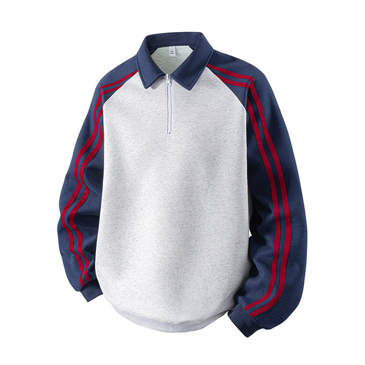 Herren Sportlicher Sweatshirt mit Stehkragen und Reißverschluss Aliams