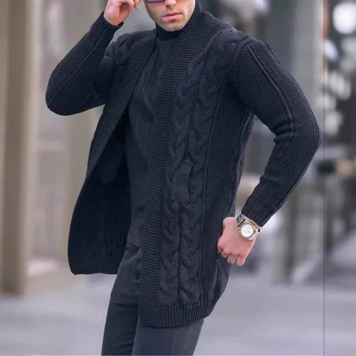 Herren Strickjacke mit Zopfmuster und langen Ärmeln Aliams