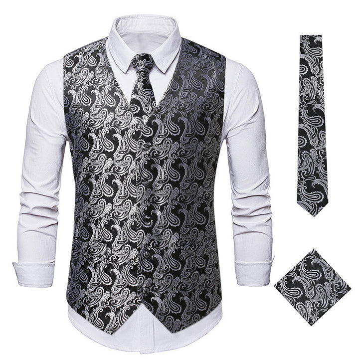 Herren Elegante Weste mit Paisleymuster und passendem Krawatten-Set Aliams