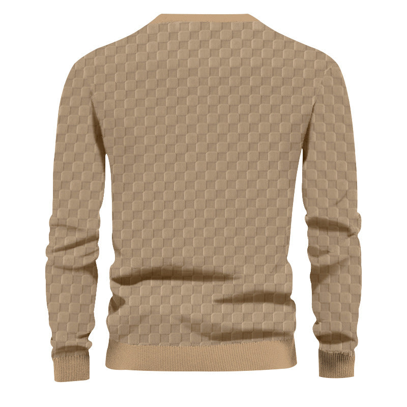 Herren strukturierter Strickpullover mit Rundhalsausschnitt und elastischem Bund Aliams