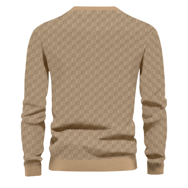 Herren strukturierter Strickpullover mit Rundhalsausschnitt und elastischem Bund Aliams