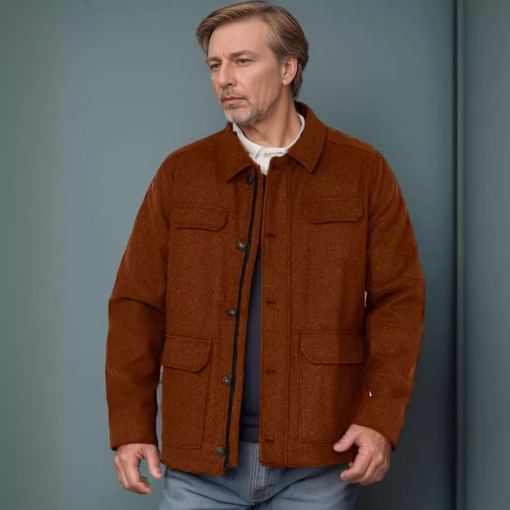 Herren Wolljacke mit funktionalen Taschen und modernem Schnitt Aliams