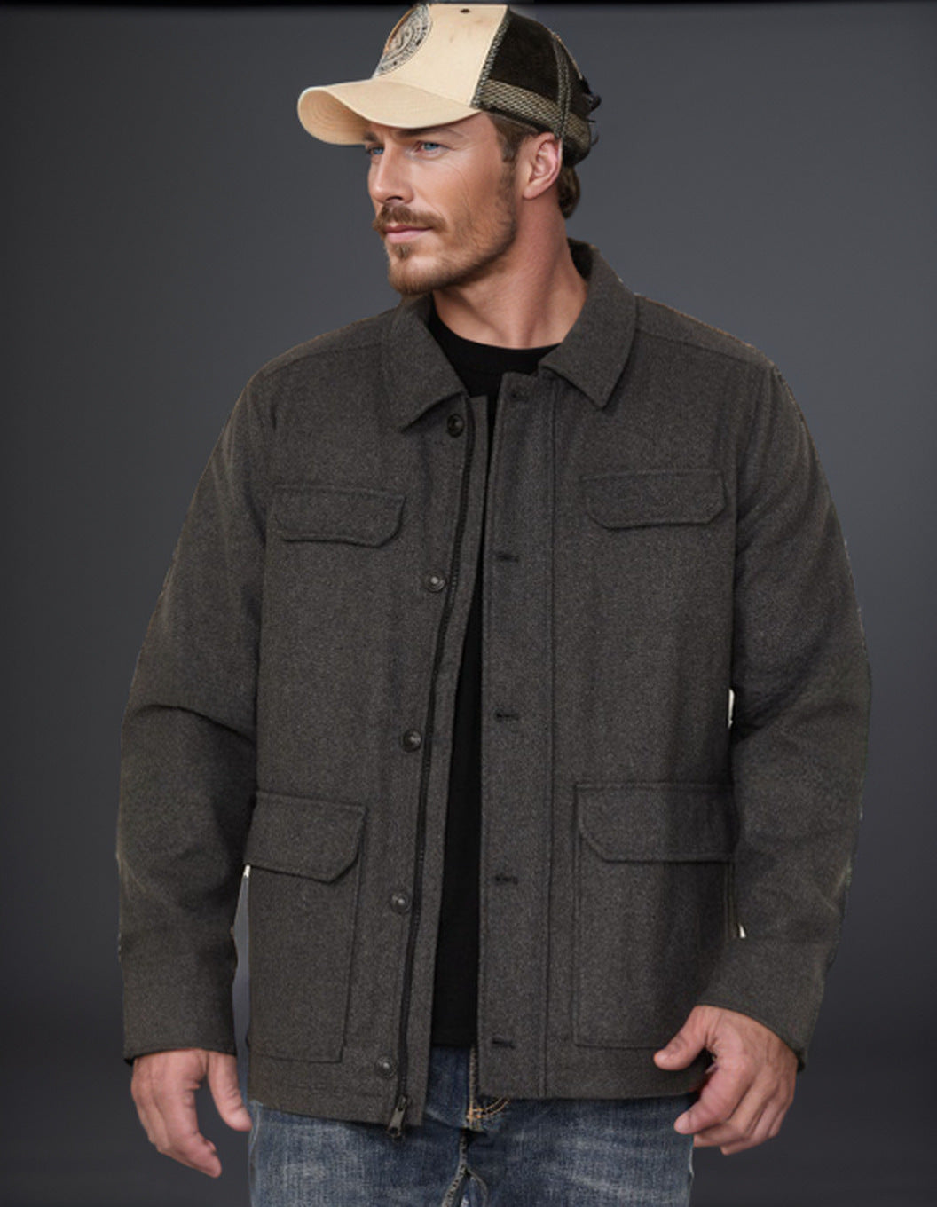 Herren trendige Wolljacke Aliams