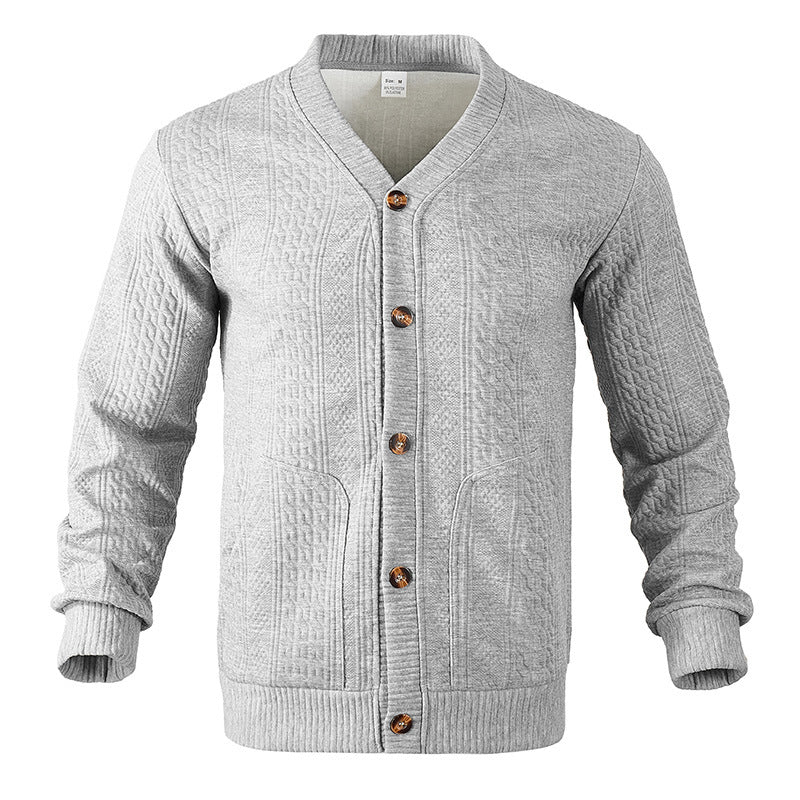 Herren Strickjacke mit V-Ausschnitt und praktischen Taschen Aliams