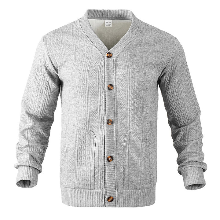 Herren Strickjacke mit V-Ausschnitt und praktischen Taschen Aliams