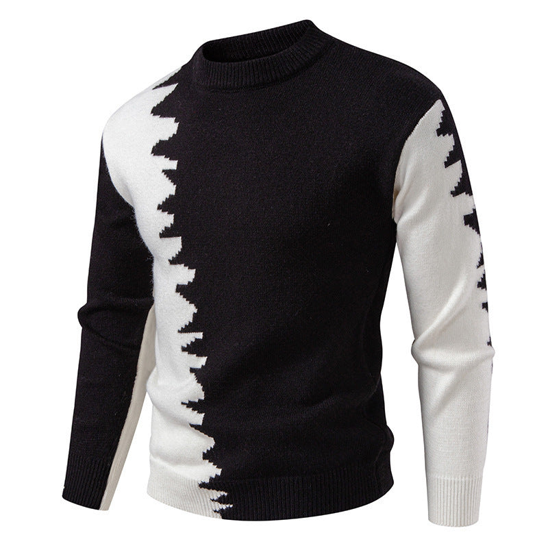 Herren Strickpullover mit kreativem Farbverlauf und klassischem Rundhalsausschnitt Aliams