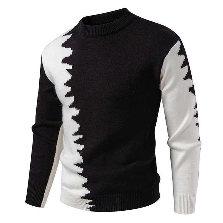 Herren Strickpullover mit kreativem Farbverlauf und klassischem Rundhalsausschnitt Aliams