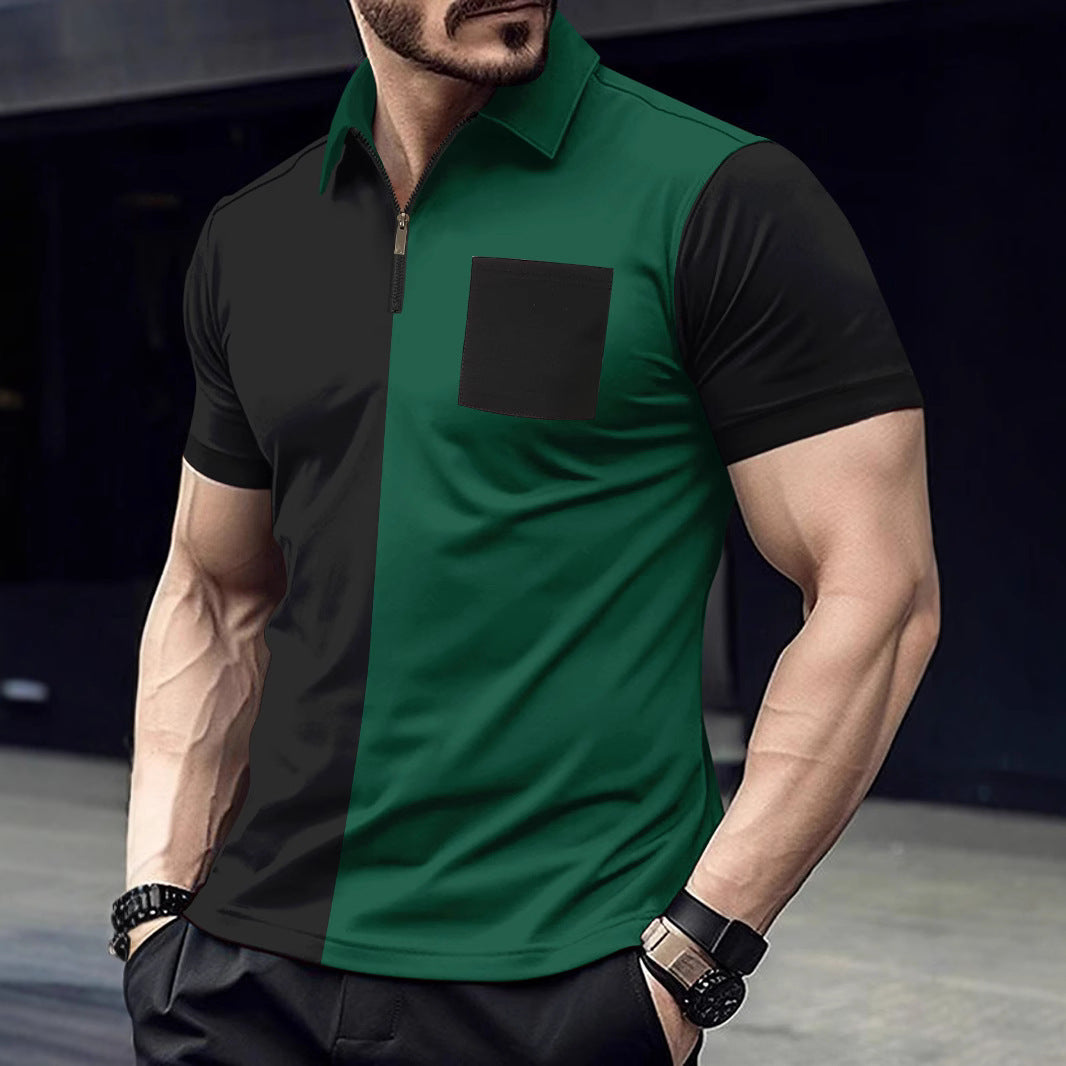 Herren sportliches Kurzarm-Oberteil mit Reißverschluss und stylishem Design Aliams