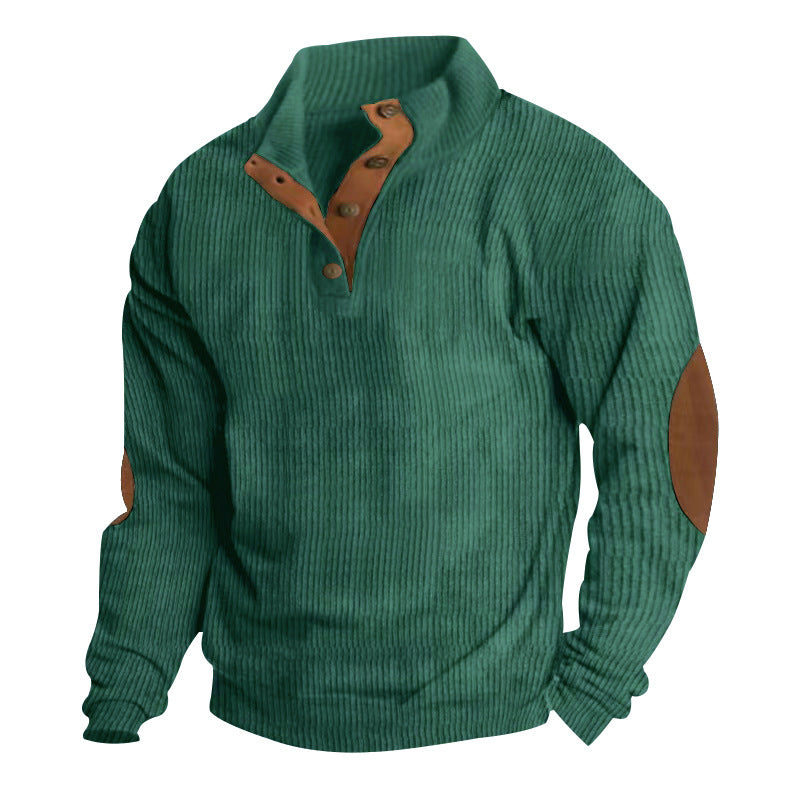 Herren Strukturierter Pullover mit modischen Lederapplikationen Aliams