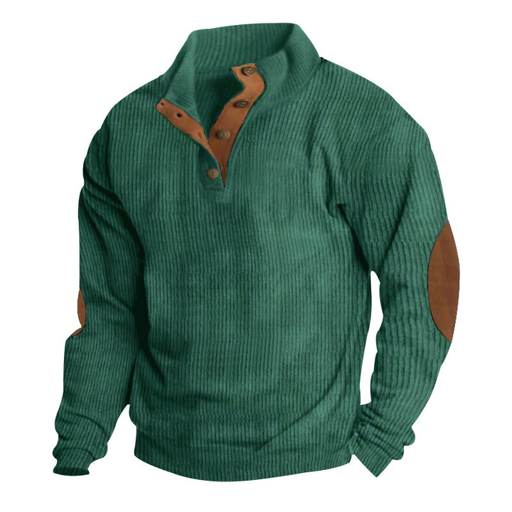 Herren Strukturierter Pullover mit modischen Lederapplikationen Aliams