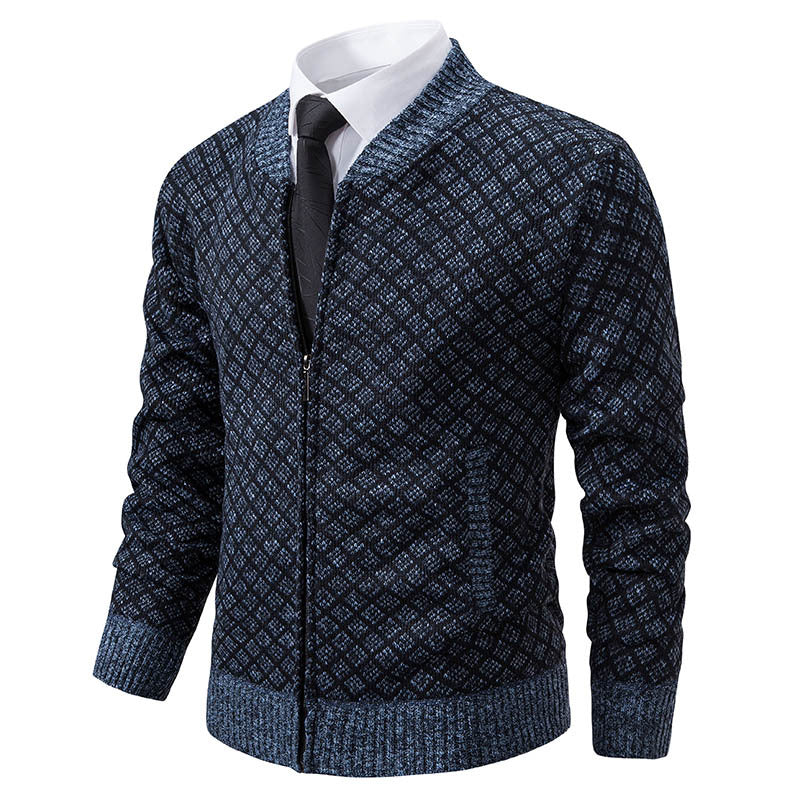 Herren Strickjacke mit modernem Zippverschluss und strukturiertem Design Aliams