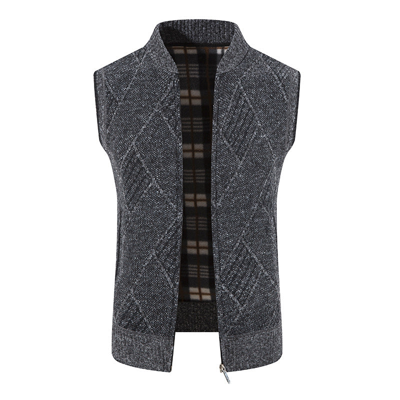 Herren Strickjacke ohne Ärmel mit modernem Zopfmuster Aliams