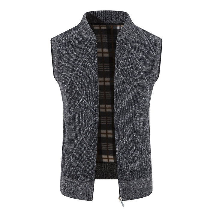 Herren Strickjacke ohne Ärmel mit modernem Zopfmuster Aliams