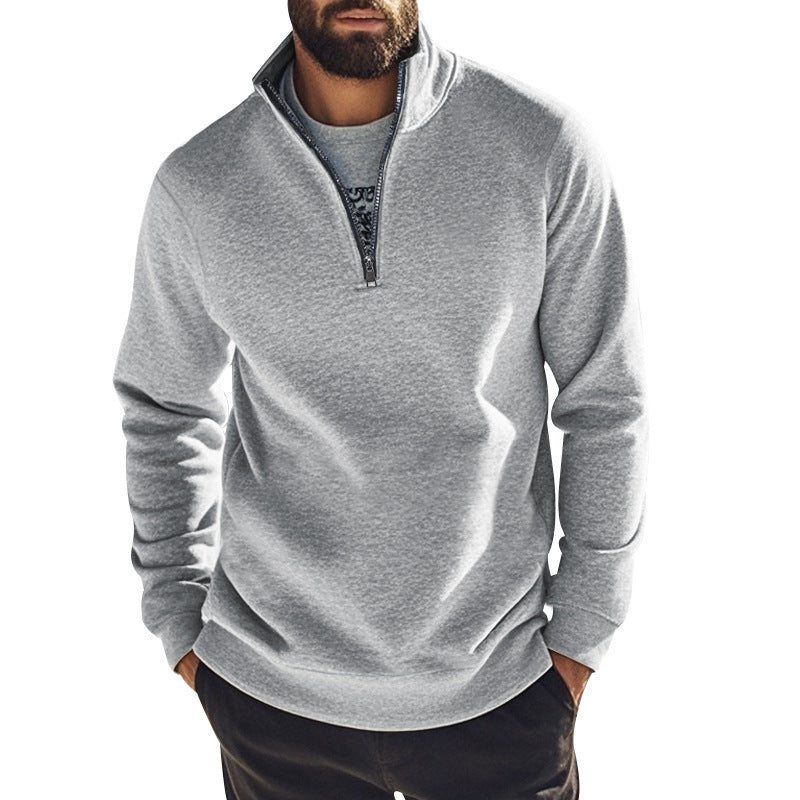 Herren sportlicher Pullover mit kurzem Reißverschluss und bequemer Passform Aliams