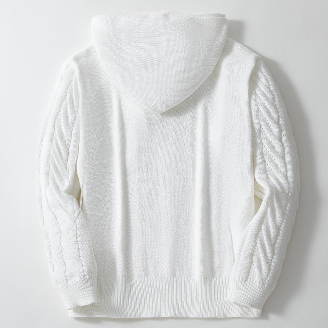Herren Strickpullover mit Kapuze und strukturiertem Zopfmuster Aliams