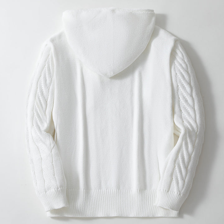 Herren Strickpullover mit Kapuze und strukturiertem Zopfmuster Aliams