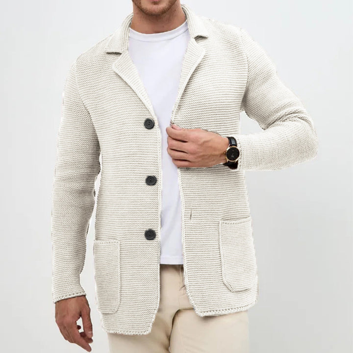 Herren Strickjacke mit warmem Schalkragen und praktischen Taschen Aliams