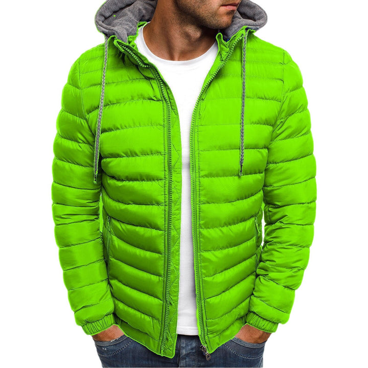 Herren gesteppte Winterjacke mit abnehmbarer Kapuze Aliams