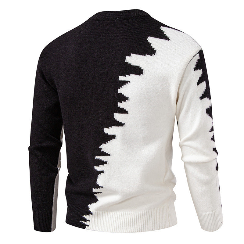 Herren Strickpullover mit kreativem Farbverlauf und klassischem Rundhalsausschnitt Aliams