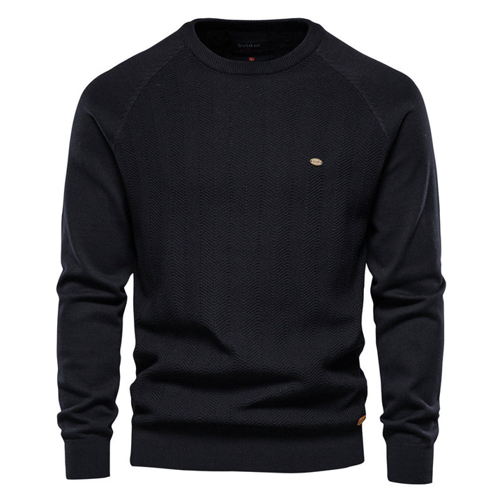 Herren Strickpullover mit elegantem Zickzackmuster und Rundhalsausschnitt Aliams