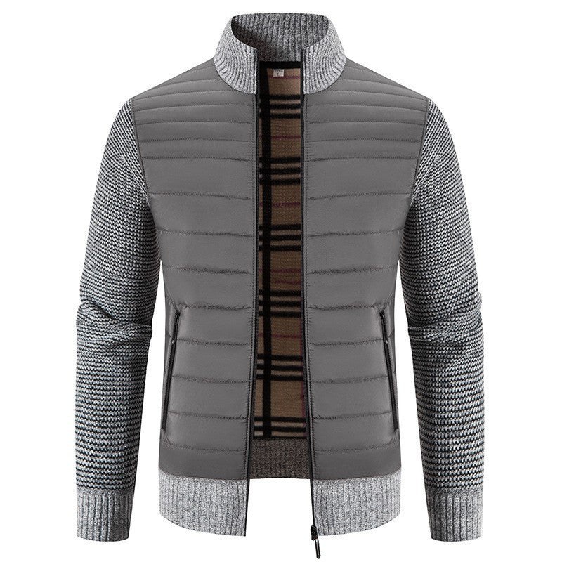 Herren Steppjacke mit modernem Strickärmeln und hohem Kragen Aliams