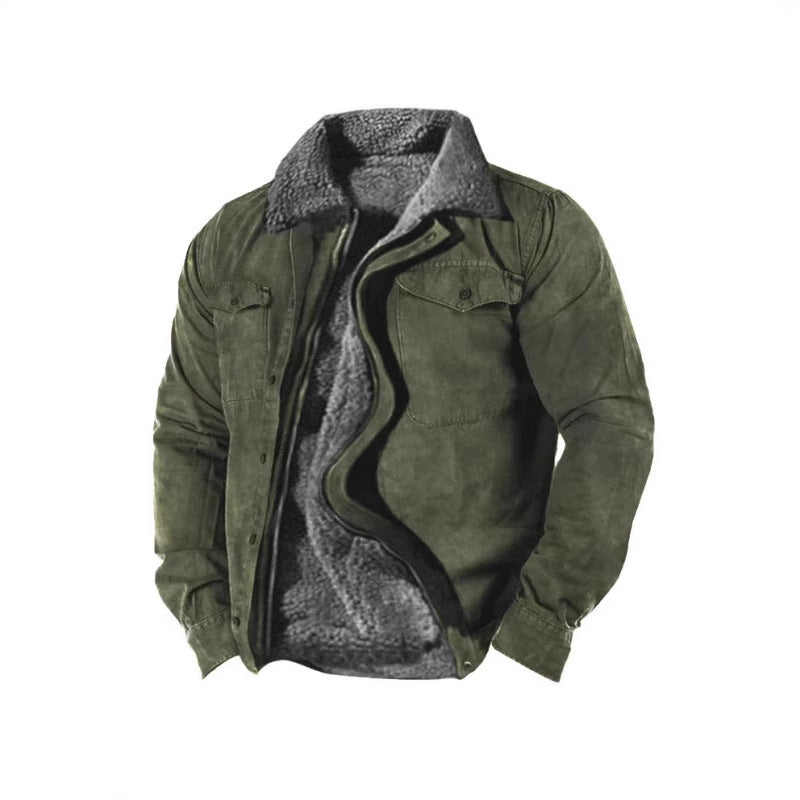 Herren Winterjacke mit warmem Kunstfellfutter und praktischem Knopfverschluss Aliams