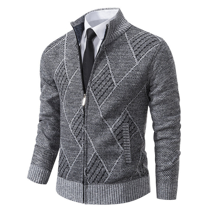 Herren Strickjacke mit modernem Zopfdesign und praktischem Reißverschluss Aliams