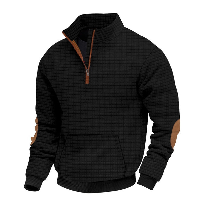 Herren strukturierter Fleece-Pullover mit modischem Stehkragen Aliams