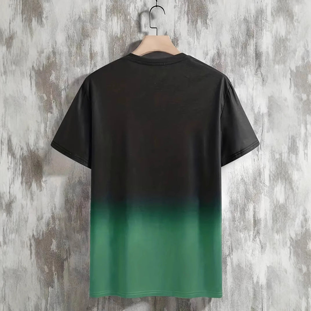 Herren T-Shirt mit modernem Farbverlauf und Palmenstickerei Aliams