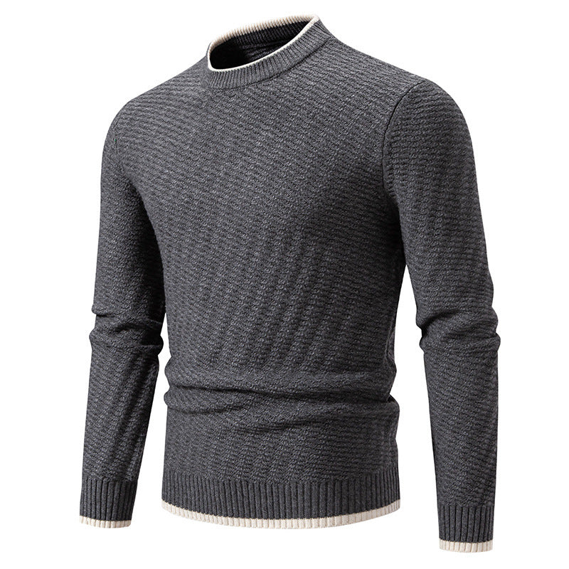 Herren strukturierter Pullover mit hochabschließendem Kragen Aliams