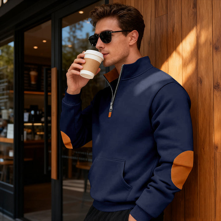 Herren Sportlicher Pullover mit Stehkragen und Reißverschluss Aliams