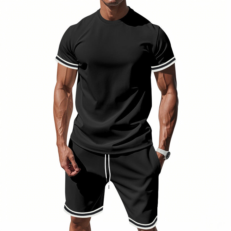 Herren sportliches Kurzarm-Outfit mit kontrastierenden Details Aliams