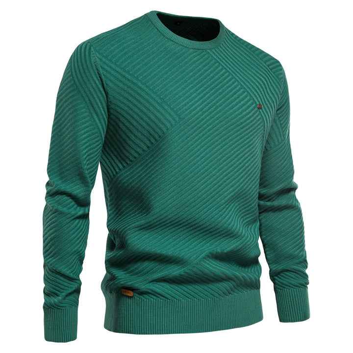 Herren Strickpullover mit modernem diagonalen Muster Aliams