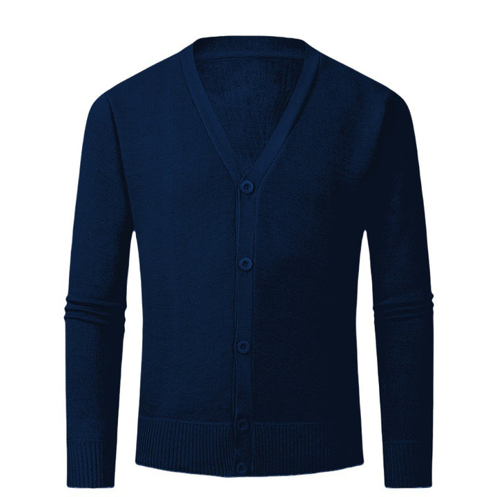 Herren Strickjacke mit V-Ausschnitt und knopflosem Design Aliams