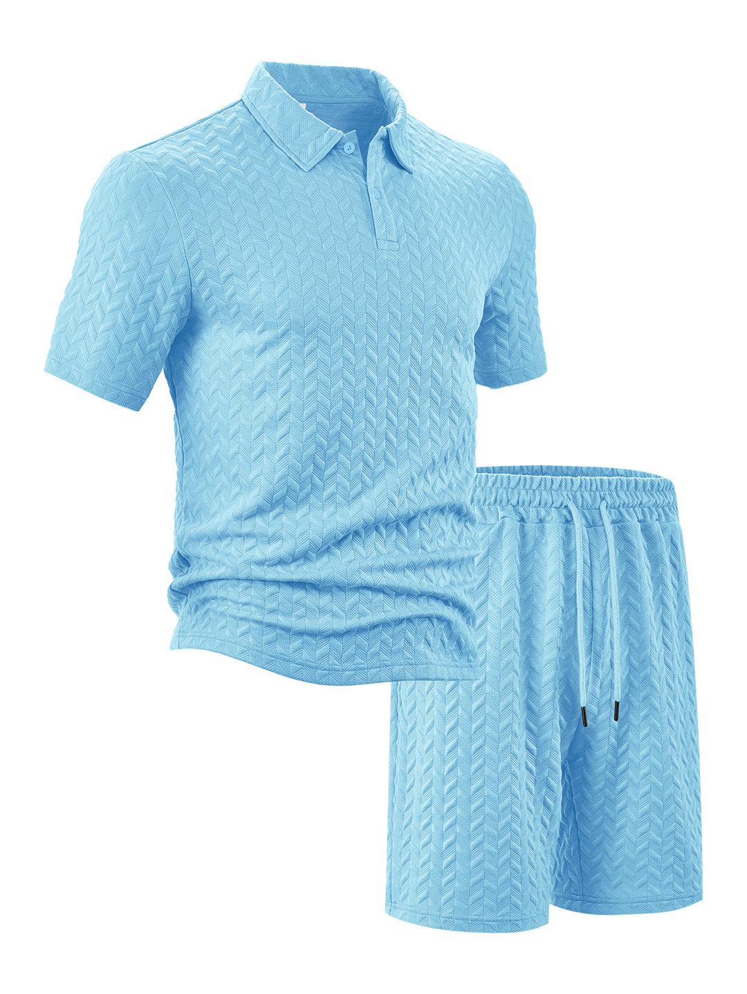 Herren sportliches Kurzarm-Polo und Shorts Set mit strukturiertem Design Aliams