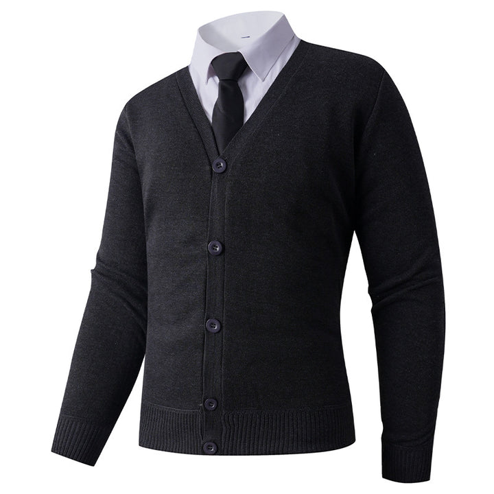 Herren Strickjacke mit V-Ausschnitt und Knopfverschluss Aliams