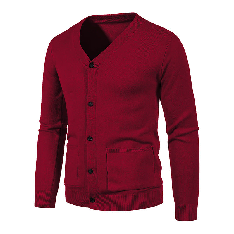 Herren Strickjacke mit V-Ausschnitt und praktischen Taschen Aliams