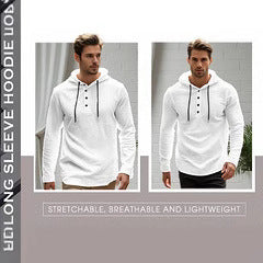 Herren sportlicher Kapuzenpullover mit modischer Knopfleiste und atmungsaktiver Struktur Aliams