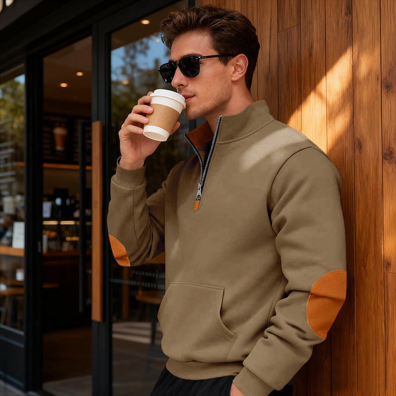 Herren Sportlicher Pullover mit Stehkragen und Reißverschluss Aliams